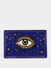 Les Ottomans Handpainted Eye Iron Blue Coffee Table