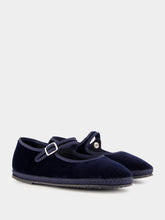 Piedaterre Blue Velvet Mary Jane Flats