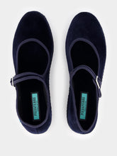 Piedaterre Blue Velvet Mary Jane Flats