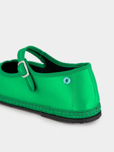Piedaterre Green Mary Jane Satin Flats