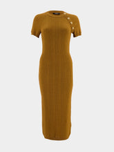 Balmain Camel Button-Embellished Midi Dress