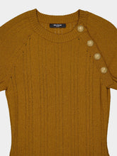 Balmain Camel Button-Embellished Midi Dress