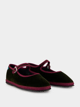 Piedaterre Loden Velvet Mary Jane Flats