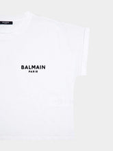 Balmain Flocked-Logo Cropped T-Shirt