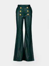 Balmain Button-Embellished Leather Flared Trousers