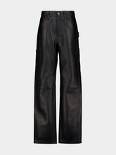 Altuzarra Black Mills Straight-Leg Lambskin Leather Trousers
