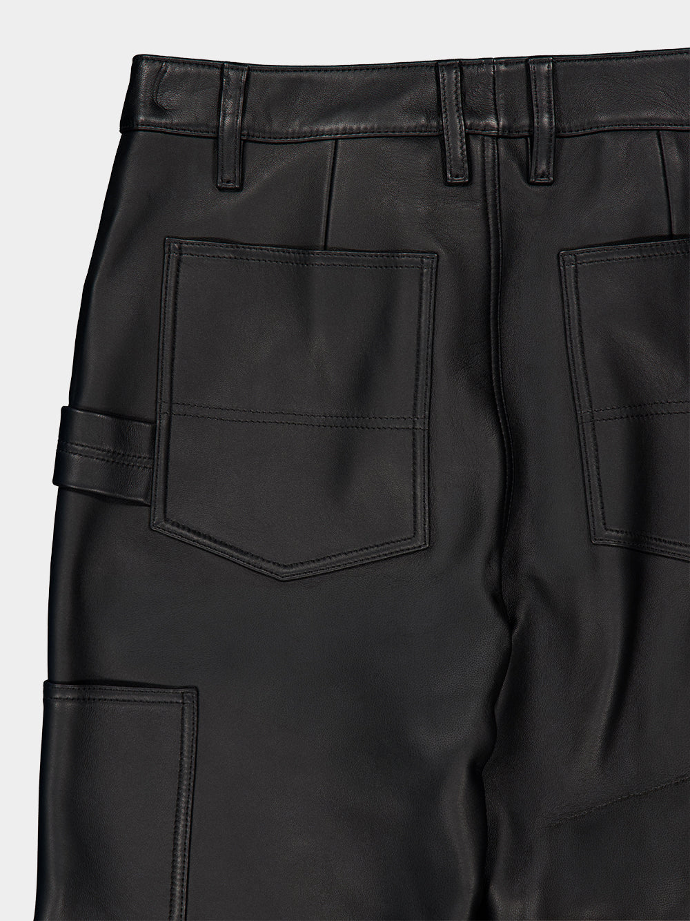 Altuzarra Black Mills Straight-Leg Lambskin Leather Trousers