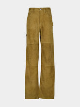 Altuzarra Green Mills Straight-Leg Suede Leather Trousers