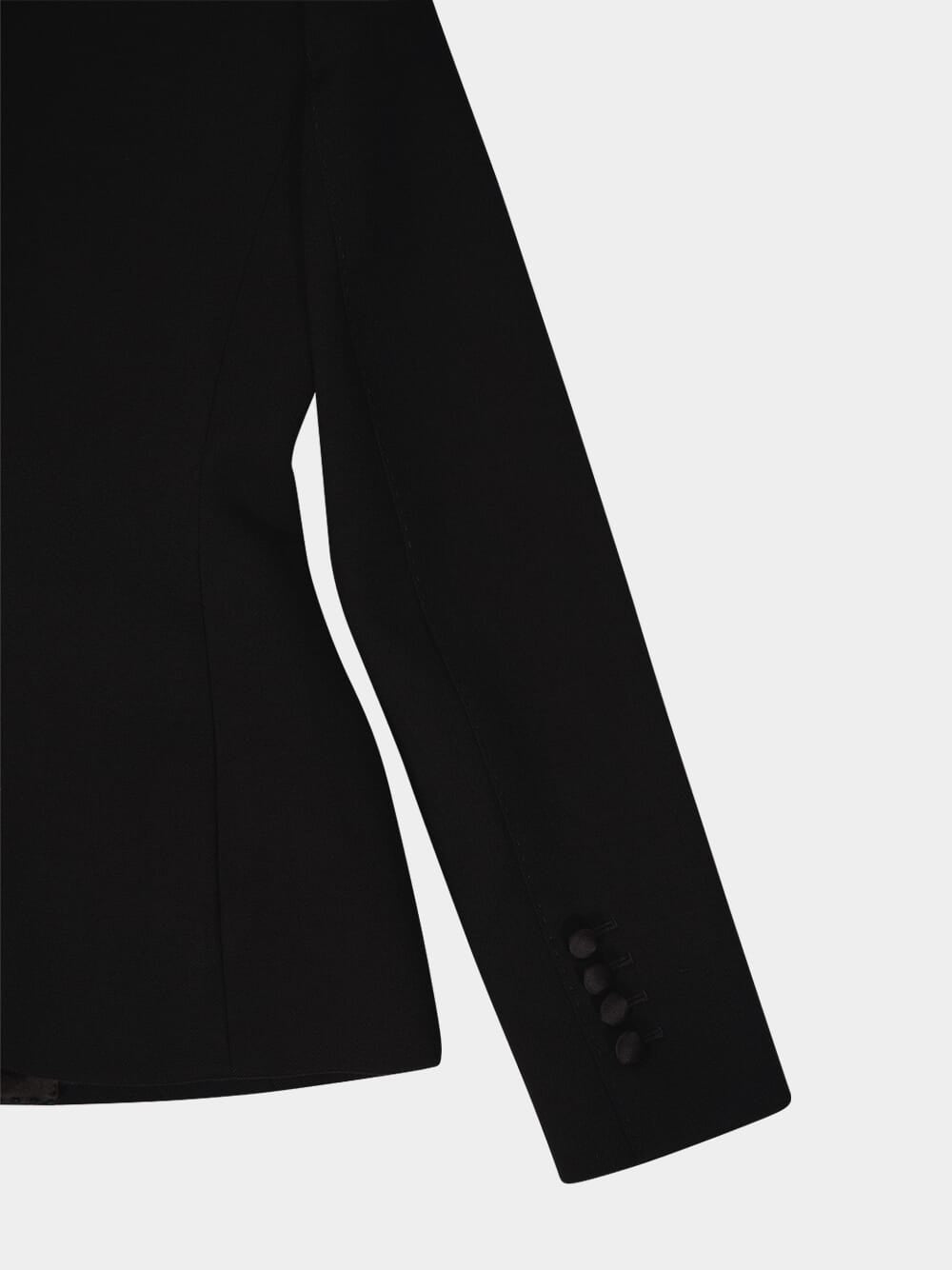 Black Double-Breasted Stretch Wool Tuxedo Jacket