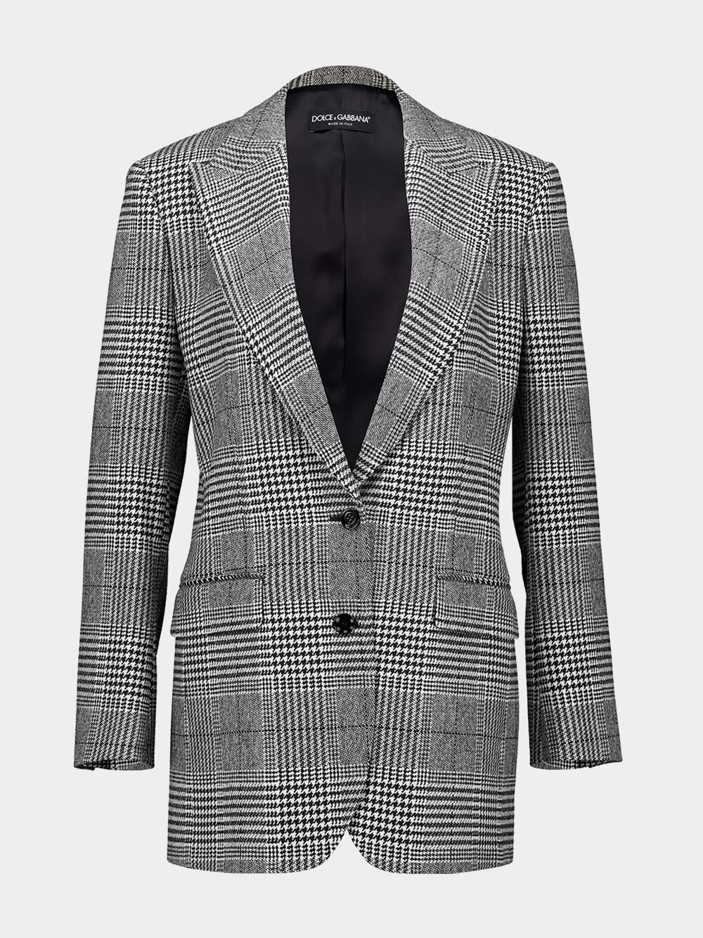 Grey Single-Breasted Glen Plaid Jacket