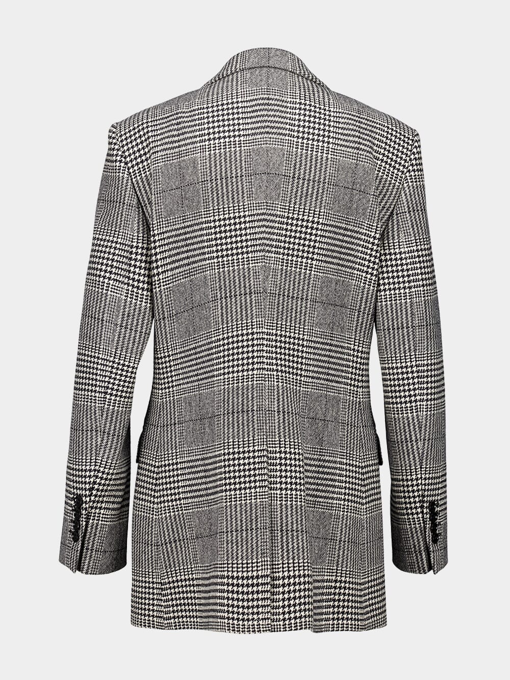 Grey Single-Breasted Glen Plaid Jacket