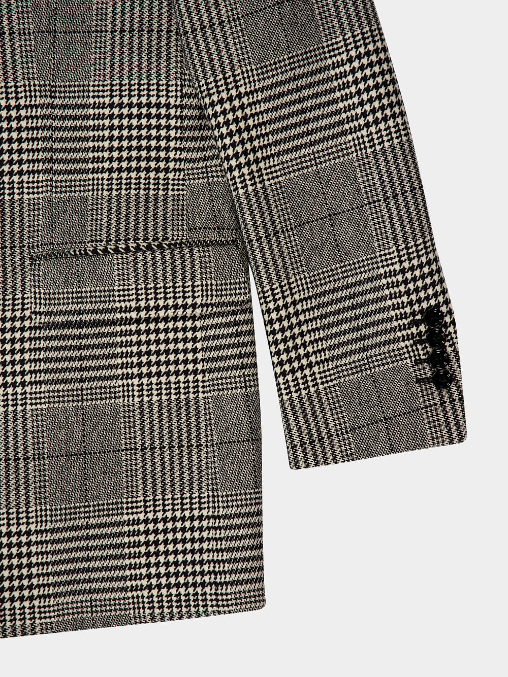 Grey Single-Breasted Glen Plaid Jacket