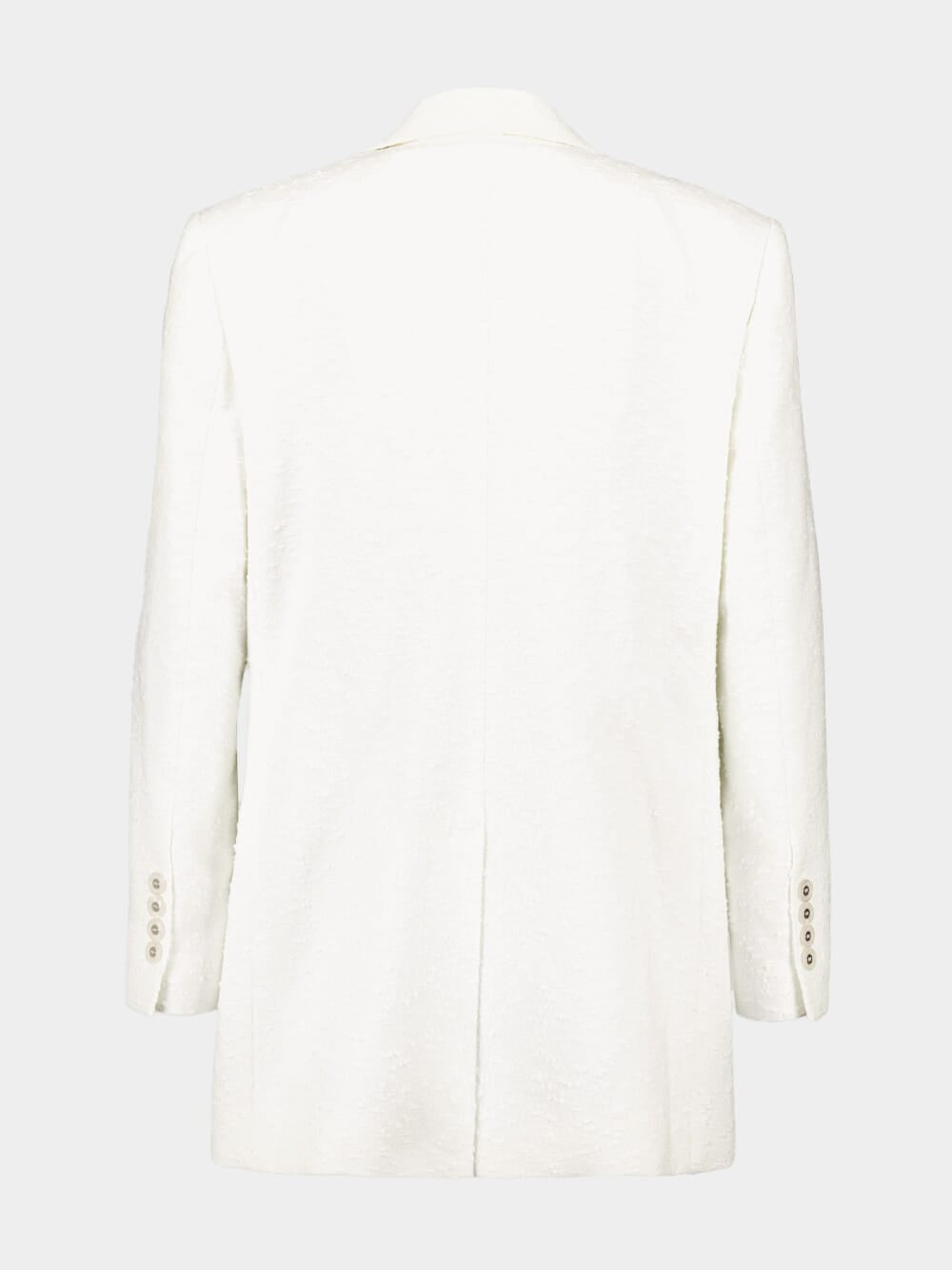 White Single-Breasted Cotton Raschel Tweed Jacket