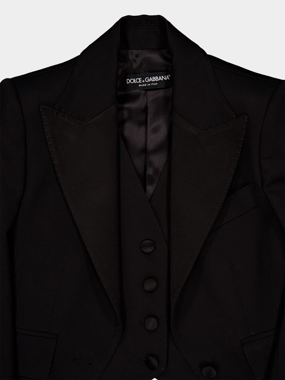 Black Short Wool Gabardine Jacket