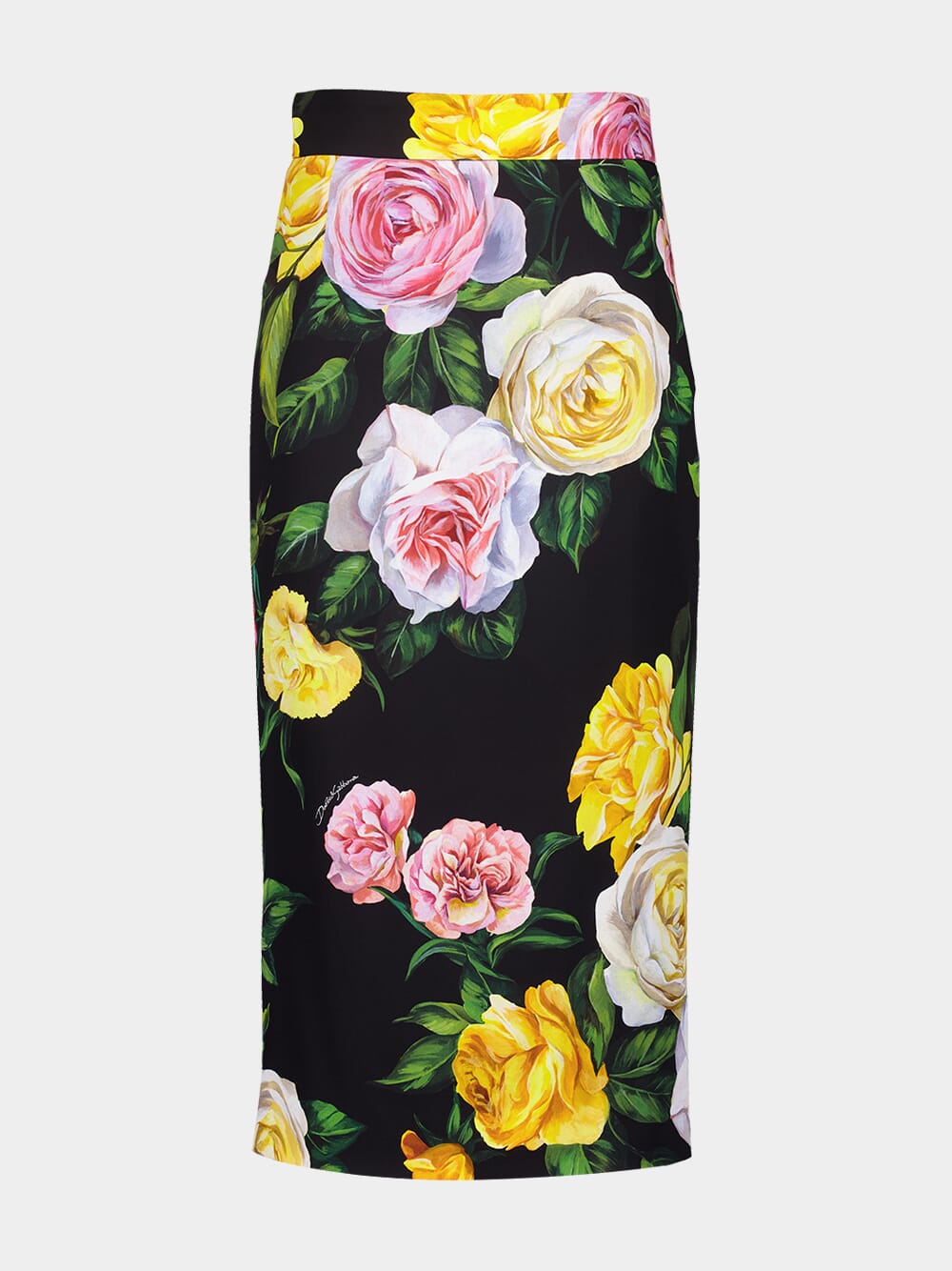 Peony and Rose-Print Charmeuse Skirt