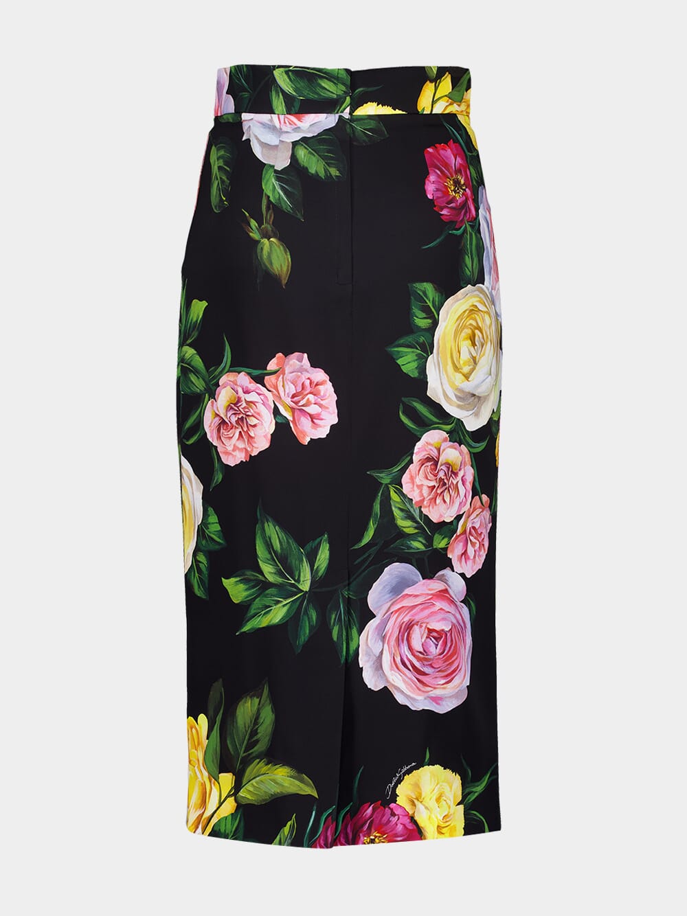 Peony and Rose-Print Charmeuse Skirt