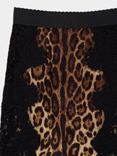 Dolce & Gabbana Leopard-Print Satin Midi Skirt with Lace Inserts