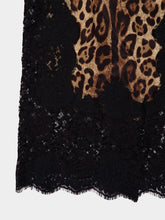 Dolce & Gabbana Leopard-Print Satin Midi Skirt with Lace Inserts