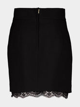 Dolce & Gabbana Black Wool Skirt with Lace Hem