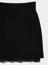 Dolce & Gabbana Black Wool Skirt with Lace Hem