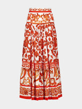 Dolce & Gabbana Orange Majolica Print Cotton Maxi Skirt