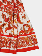 Dolce & Gabbana Orange Majolica Print Cotton Maxi Skirt