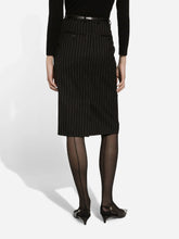 Dolce & Gabbana Black Pinstripe Wool Pencil Skirt