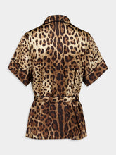 Dolce & Gabbana Leopard Print Belted Silk Shirt