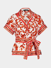 Dolce & Gabbana Orange Majolica-Print Silk Vanity Shirt