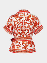 Dolce & Gabbana Orange Majolica-Print Silk Vanity Shirt