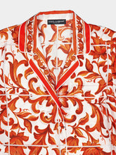 Dolce & Gabbana Orange Majolica-Print Silk Vanity Shirt