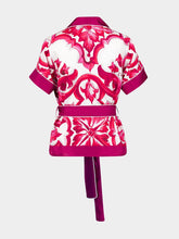 Dolce & Gabbana Majolica-Print Belted Silk Shirt