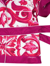 Dolce & Gabbana Majolica-Print Belted Silk Shirt