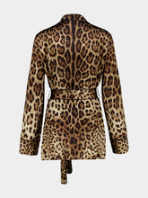 Dolce & Gabbana Leopard-Print Satin Pajama Shirt with Belt