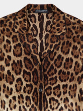 Dolce & Gabbana Leopard-Print Satin Pajama Shirt with Belt
