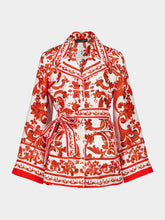 Dolce & Gabbana Orange Majolica Silk Vanity Shirt