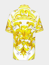 Dolce & Gabbana Majolica Print Short-Sleeved Silk Twill Shirt