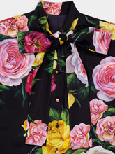 Dolce & Gabbana Black Silk Shirt with Peony & Rose Print