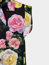 Dolce & Gabbana Black Silk Shirt with Peony & Rose Print