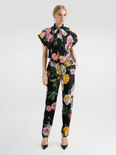 Black Silk Shirt with Peony & Rose Print | PDP - Fashion Clinic