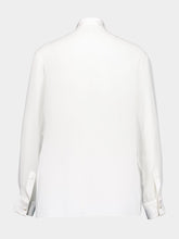 Dolce & Gabbana White Silk Chiffon Bow-Tie Shirt