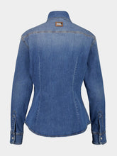 Dolce & Gabbana Blue Fitted Denim Shirt with Western Stitching