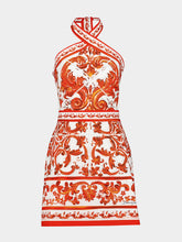 Dolce & Gabbana Orange Majolica Print Poplin Mini Dress