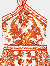 Dolce & Gabbana Orange Majolica Print Poplin Mini Dress
