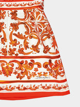 Dolce & Gabbana Orange Majolica Print Poplin Mini Dress