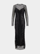 Dolce & Gabbana Black Sequin Mesh Long Sleeve Maxi Dress