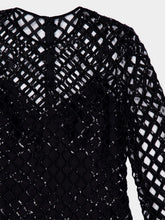 Dolce & Gabbana Black Sequin Mesh Long Sleeve Maxi Dress