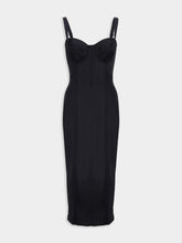 Dolce & Gabbana Black Satin Corset Midi Dress