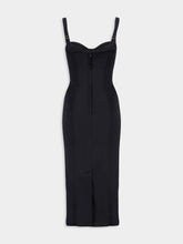 Dolce & Gabbana Black Satin Corset Midi Dress