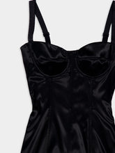Dolce & Gabbana Black Satin Corset Midi Dress